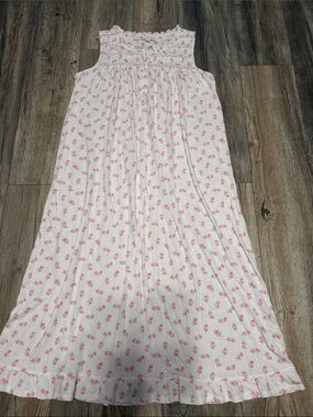 Eileen West White Nightgown with Pink Floral Print